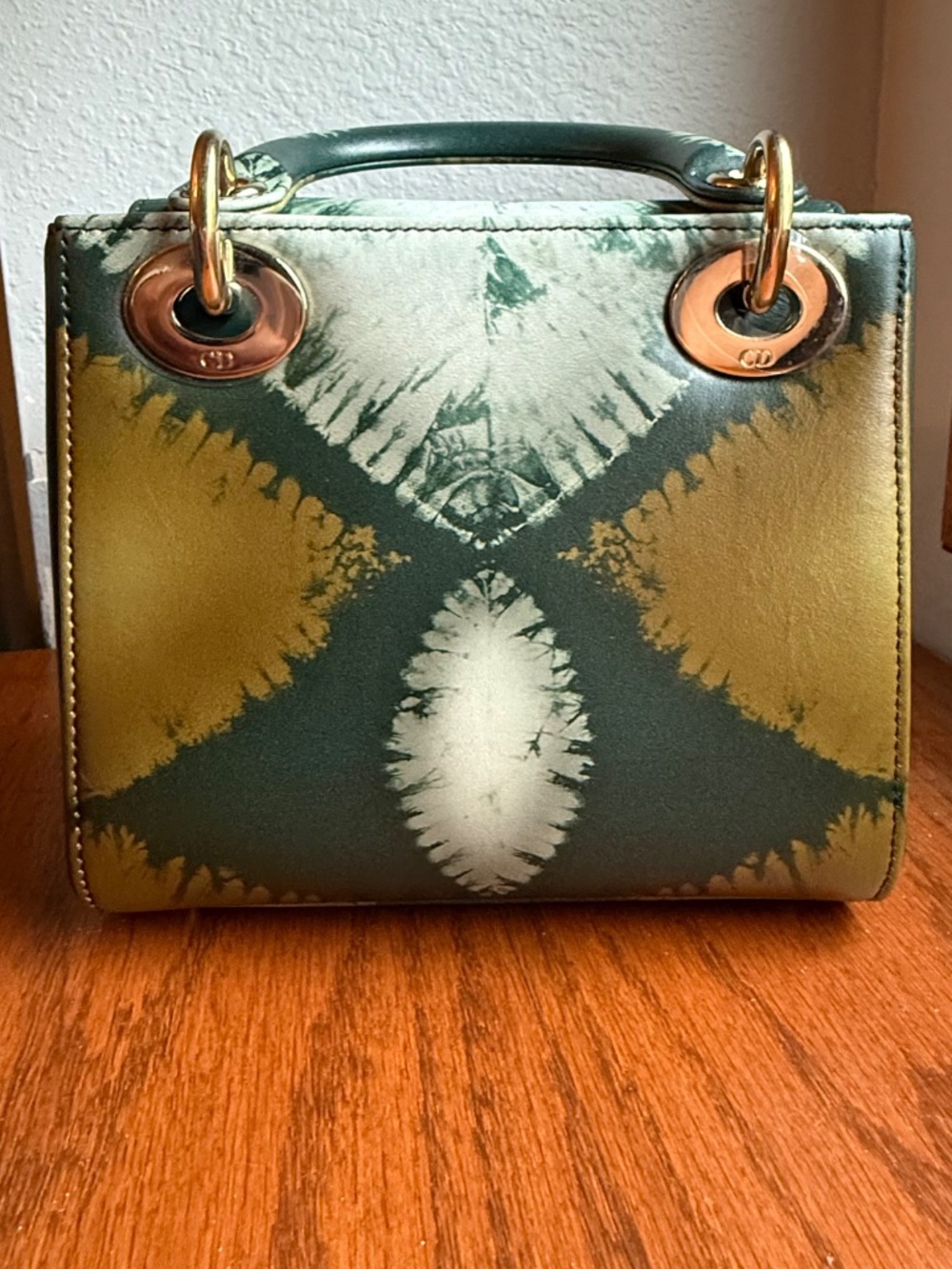 Christian Dior Mini Lady Dior Green Tie Dye Calfskin 2020 Crossbody Bag + Strap - Picture 2 of 16